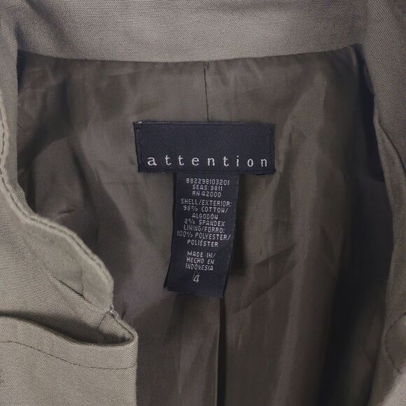 ATTENTION Military Style Army Olive Green Pea Coat Jacket, Women's 4 - Picture 5 of 9